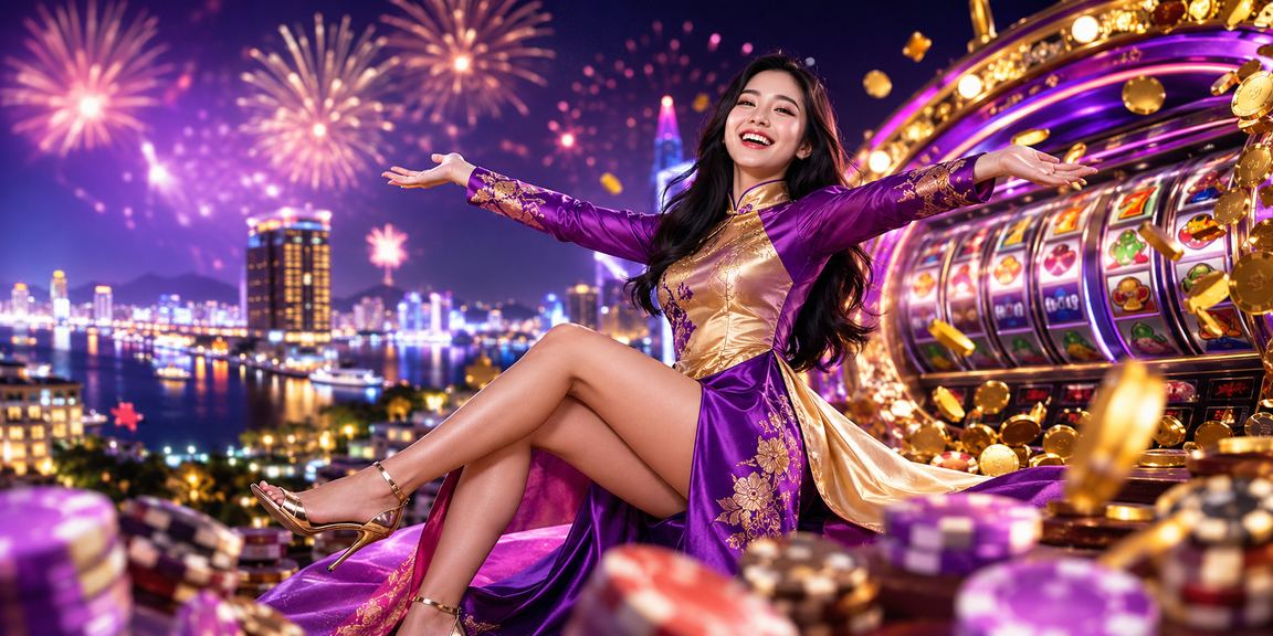 Cô gái mặc áo dài tại Nha Trang trải nghiệm slot game trên ứng dụng điện thoại